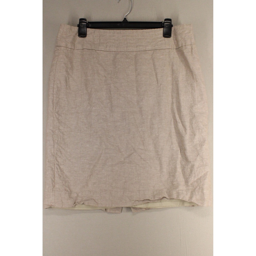 Banana Republic Pencil Skirt Womens 14 Tall Tan Linen Professional Minimalist